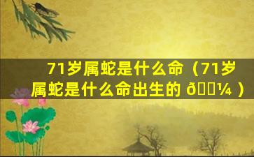 71岁属蛇是什么命（71岁属蛇是什么命出生的 🌼 ）